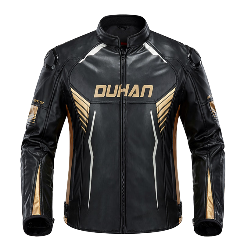 杜漢(DUHAN)摩托車(chē)騎行服男女四季情侶款賽車(chē)服越野機車(chē)皮衣秋冬季款防摔外套 2168皮衣男款-霧藍色 2XL