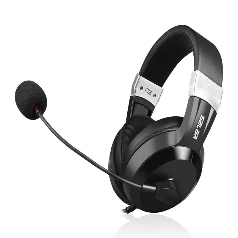 声籁E28 考试专用有线耳机 降噪头戴式网课学习 录音电教英语口语中考高考听力听说考试耳麦  3.5圆口双插头-双孔电脑听说考试