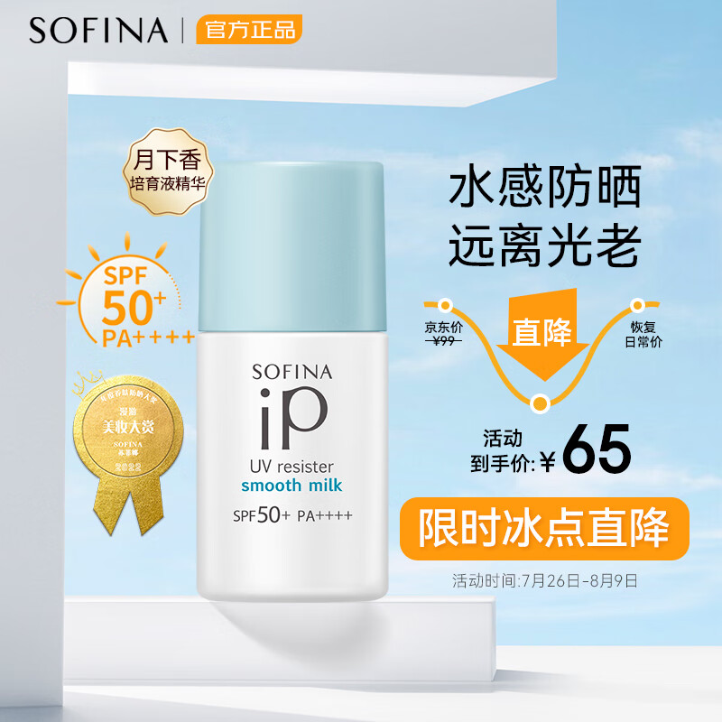 苏菲娜（Sofina）IP清透美容防晒乳mini 12ml SPF50+ PA++++生日礼物618送女友