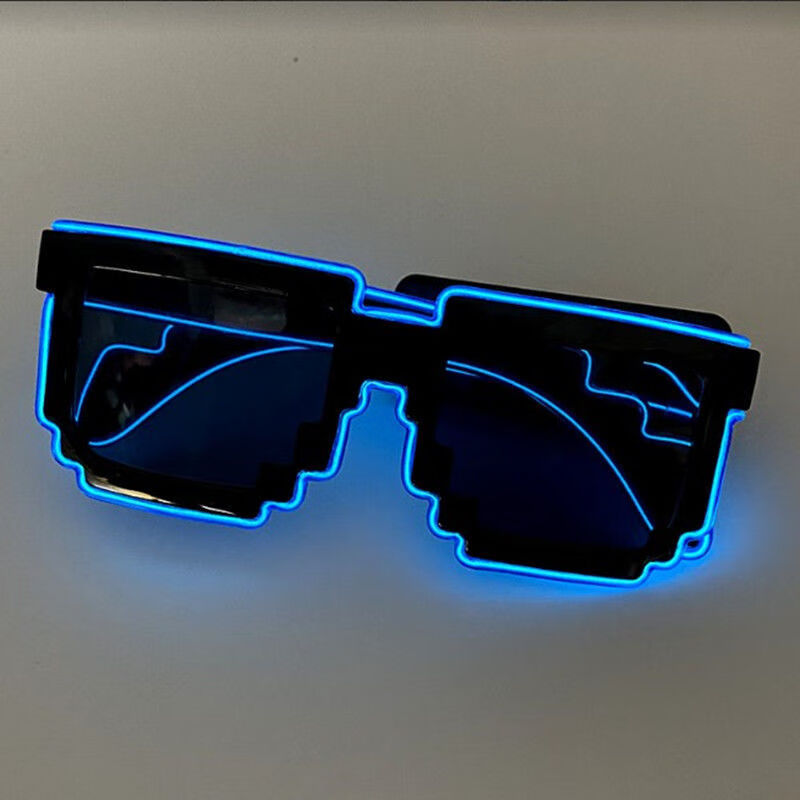 Suptmv蹦迪装备LED马赛克带灯眼镜气氛发光墨镜炫酷科技感发光眼镜酒吧 蓝色