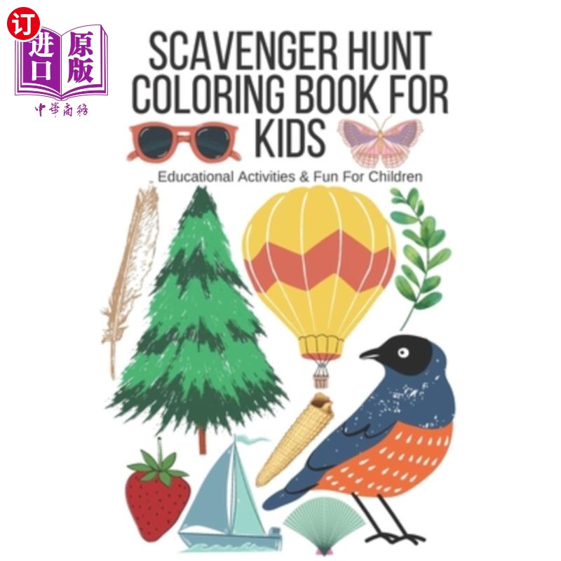 海外直订scavenger hunt coloring book for kids: educational