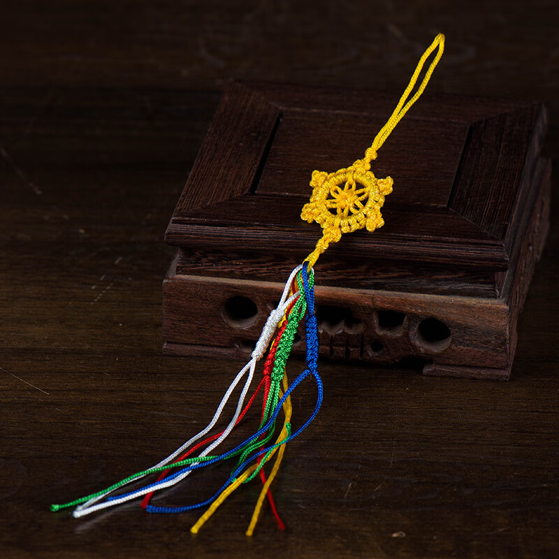金刚结车挂 手工编制五彩线吉祥结挂件 汽车饰品背包挂绳 单色黄