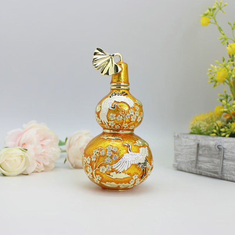 赛尼高档贺寿礼物珐琅彩工艺合金仙鹤葫芦摆件创意家居礼品送领导长辈