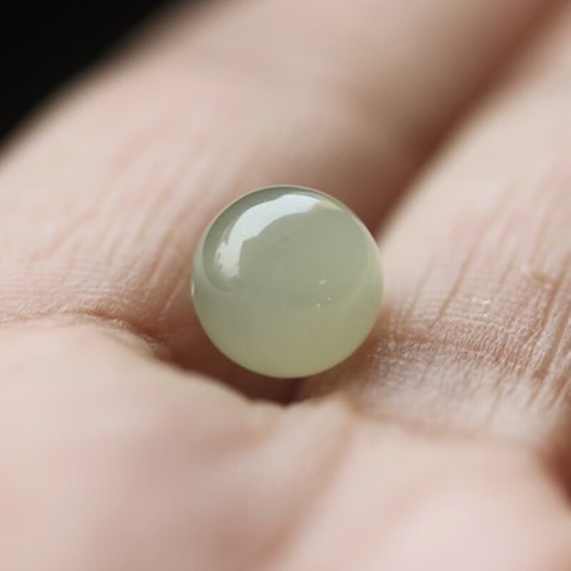 帛灵和田玉无孔珠子无眼圆珠玉珠男士体内入珠镶嵌圆珠玉石散珠附证书