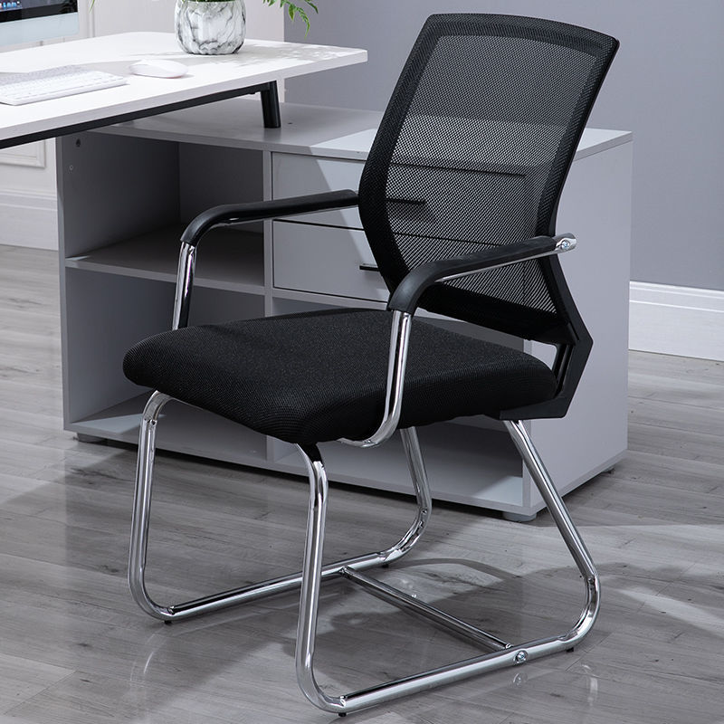 室椅学生宿舍麻将椅子靠背 黑框黑网【钢脚】弓脚【底部横档加固】