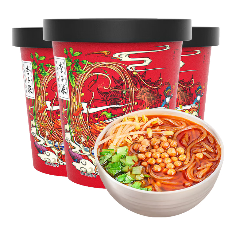 李子柒 薯你彈酸辣粉252g*3桶四川風(fēng)味方便速食米粉粉絲
