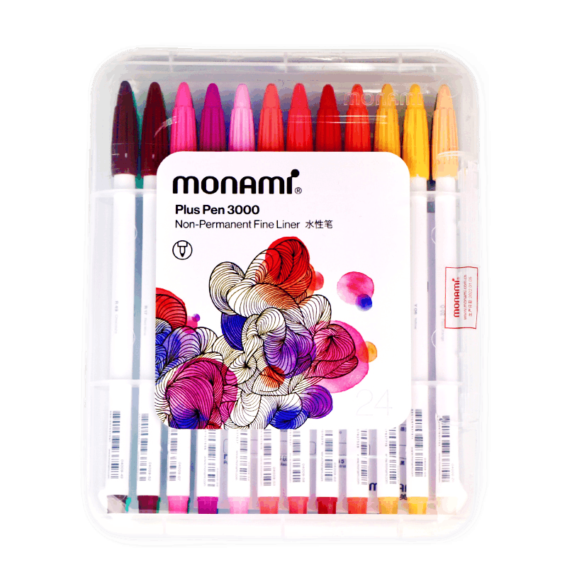 Ľ������monami����P3000��ά��ˮ�Աʲ�ɫ���Ա���װˮ�ʱʹ��߱����ʱ�24ɫ��װ04009Z24-Rˮ�ʱ� 33.4Ԫ