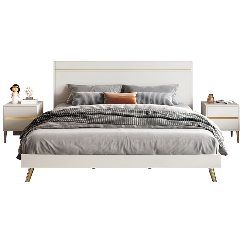 全友家居床现代轻奢双人床简约板式床小户型家具组合可置物床屏主卧高脚床126802C C款高脚床1.5米单床