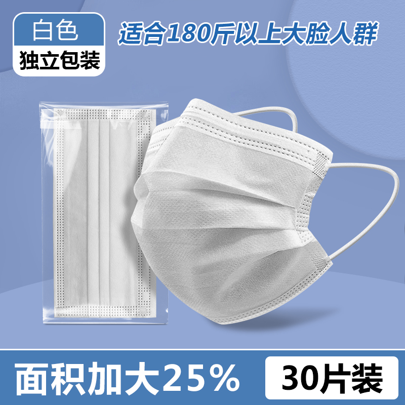 大脸专用口罩一次性夏季薄款透气大号大码加大男士不勒耳遮全脸 外科