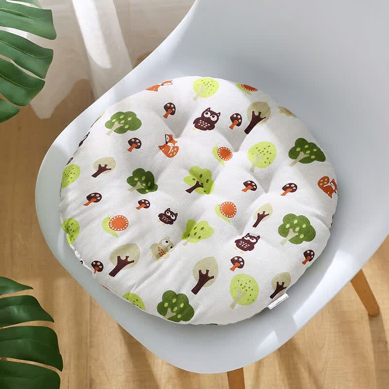 川归加厚坐垫椅子板凳圆形榻榻米学生可爱教师垫子屁股垫子棉麻地