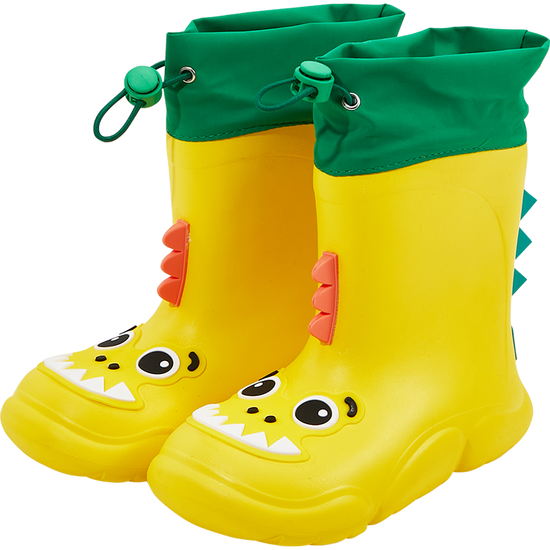kocotree儿童雨鞋男童女童防滑防水雨靴宝宝幼儿套鞋雨天加厚卡通水鞋 勇敢小恐龙 20-21（内长15cm）