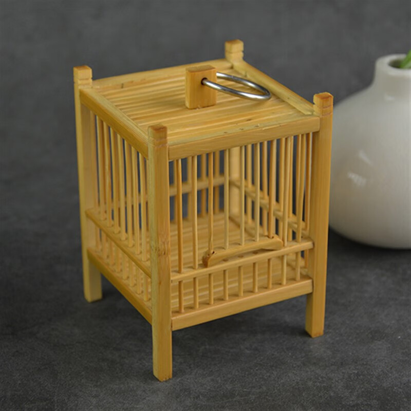 禧厢苑笼条密实蝈蝈笼扎嘴笼老师傅制作全竹蝈蝈笼子六格四格三格双格