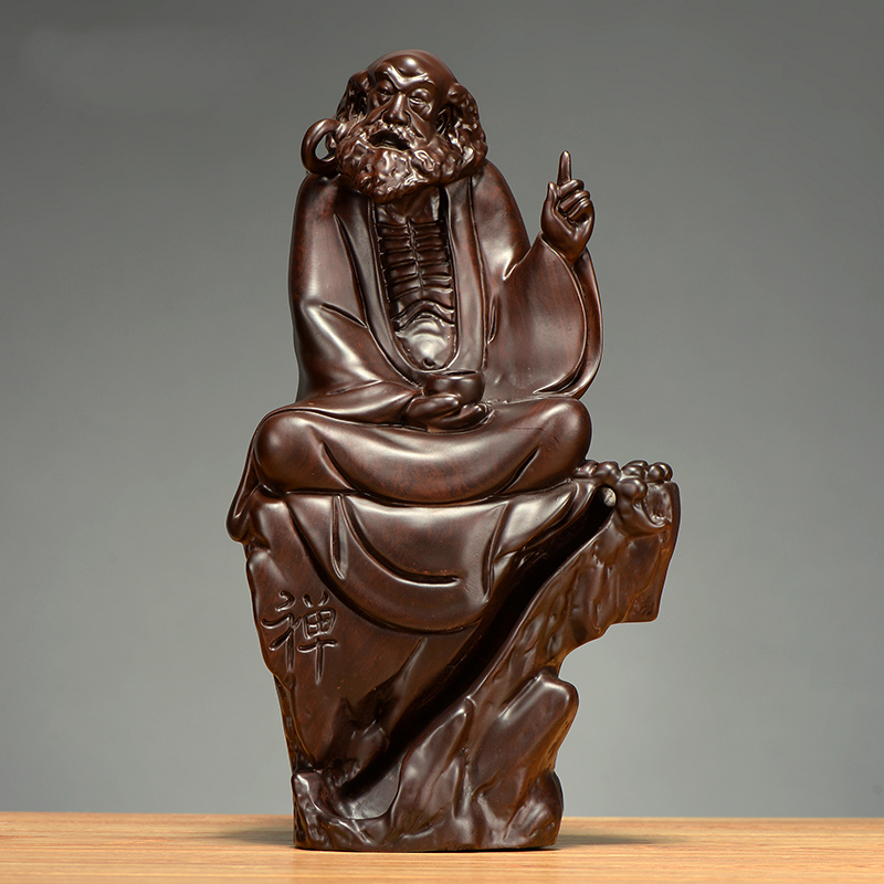 璟館 供奉会所禅意摆设实木质雕刻开业礼工艺品新家木雕达摩祖师佛像