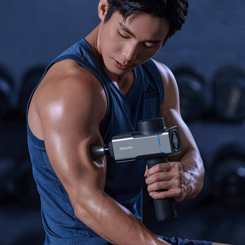 飞利浦(PHILIPS)专业级运动健身训练筋膜枪按摩器 按摩筋膜枪 全身肌肉腿部放松按摩器 送朋友家人男女友生日礼物 灰色