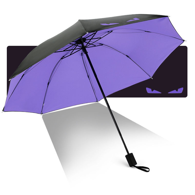 雨伞ins女学生全自动晴雨两用可爱遮阳伞折叠太阳伞 手动款（紫色小恶魔）