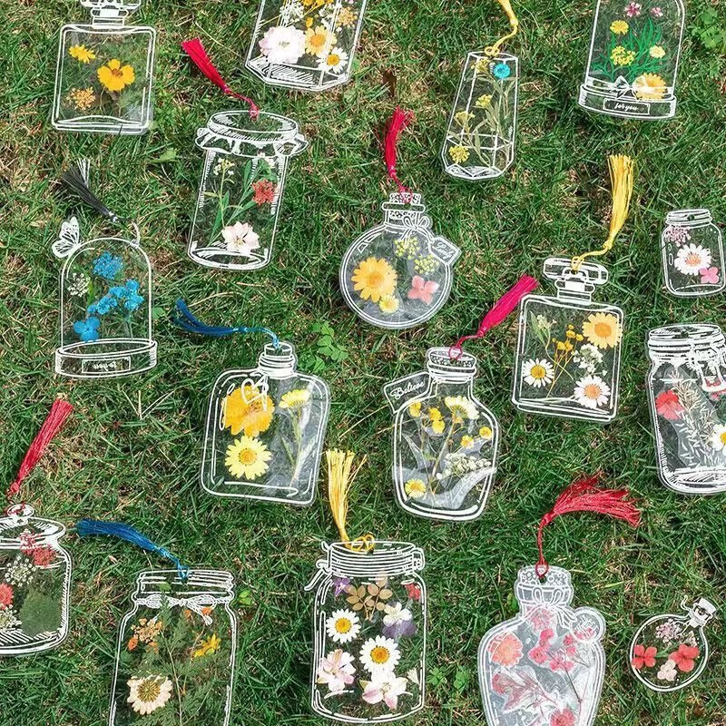 晨童【精选厂家】Diy干花书签透明瓶子贴纸儿童创意手工植物标本夹压 DIY压花书签 【20片装】 款式随机