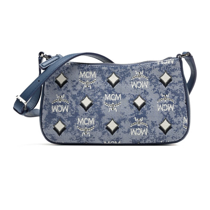 mcm女士字母印花手提包单肩包送女友礼物 mwscata01 蓝色 均码