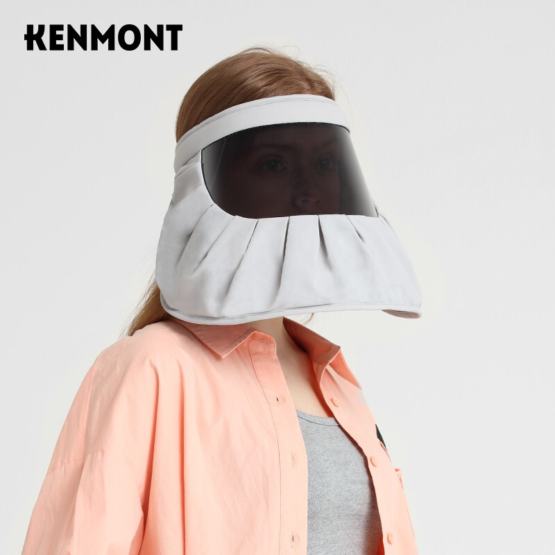 卡蒙（Kenmont）骑车护全脸防紫外线防晒帽女夏季开车透气空顶遮阳帽防风帽子3853 云母灰 适用头围(55-60cm)