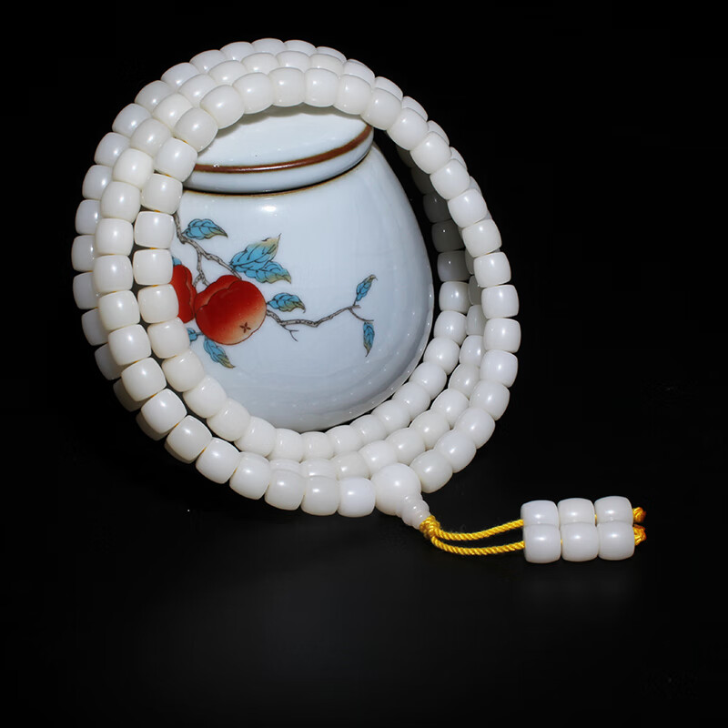 艺香天然白玉菩提根直切老型桶珠文玩 手串手链风化佛珠念珠手持