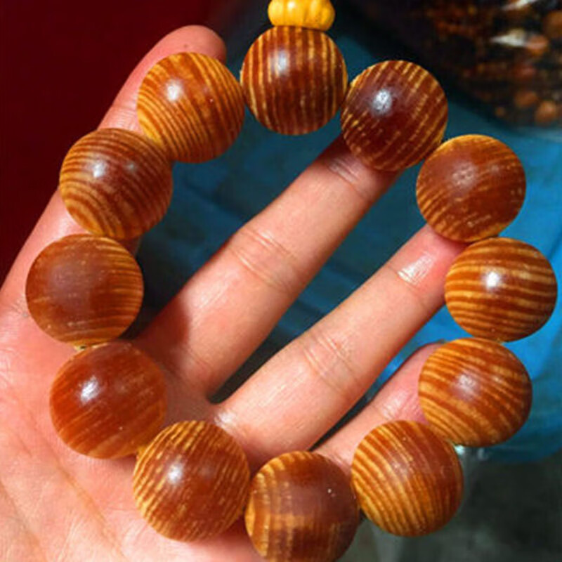 美芙仁雪龙木手串长白山琥珀男全透血木东北沉香红松树明子佛珠原木