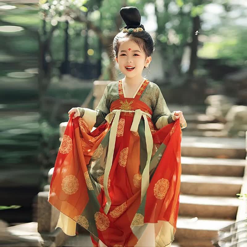 瑄妮薇女童汉服夏款儿童连衣裙古装仙女襦裙中国风女孩古风唐装 【长乐】长  140cm属于什么档次？