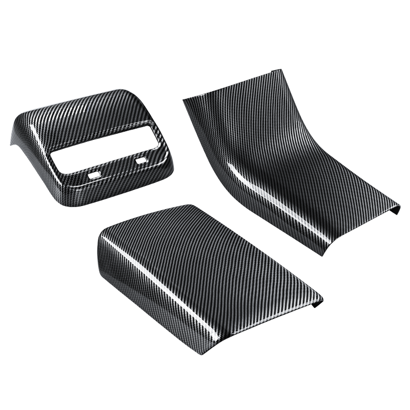YZ適用特斯拉扶手箱套Model3/Y后出風(fēng)口保護(hù)蓋碳纖維內(nèi)飾改裝丫配件 Model3/Y鐳雕碳纖紋防護(hù)罩-3件套