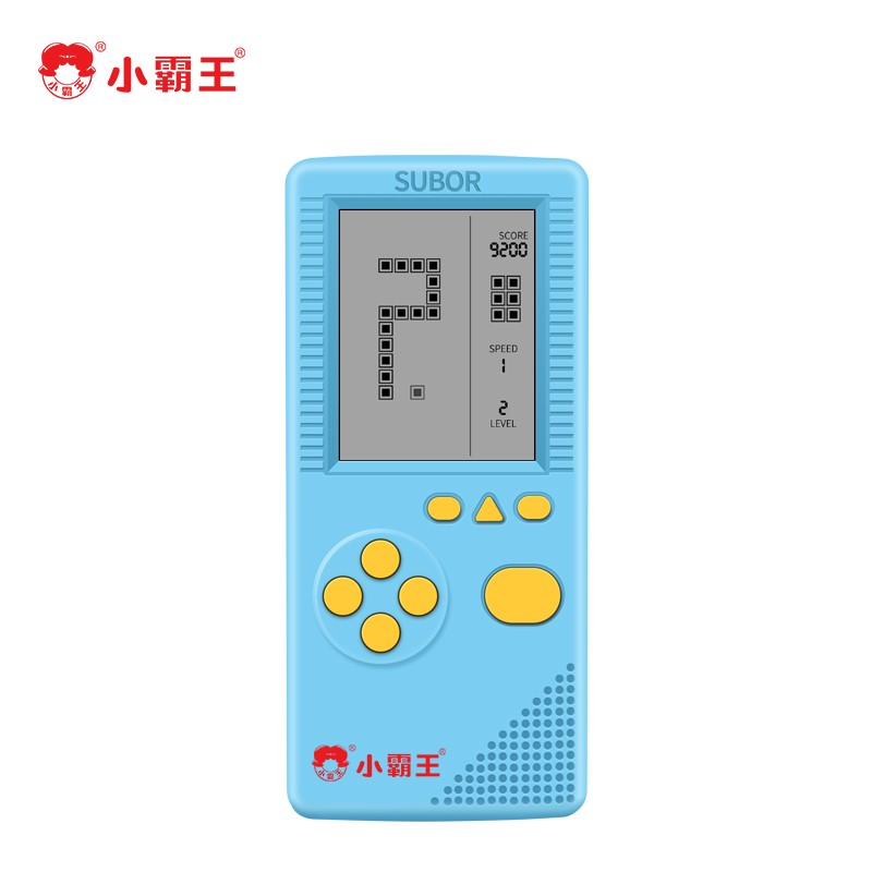 小霸王 游戏机经典怀旧俄罗斯方块机游戏掌机儿童迷你掌上游戏机公司年会礼物儿童宝宝玩具 天空蓝Pro款+4.1英寸大屏+4节7号电池背光