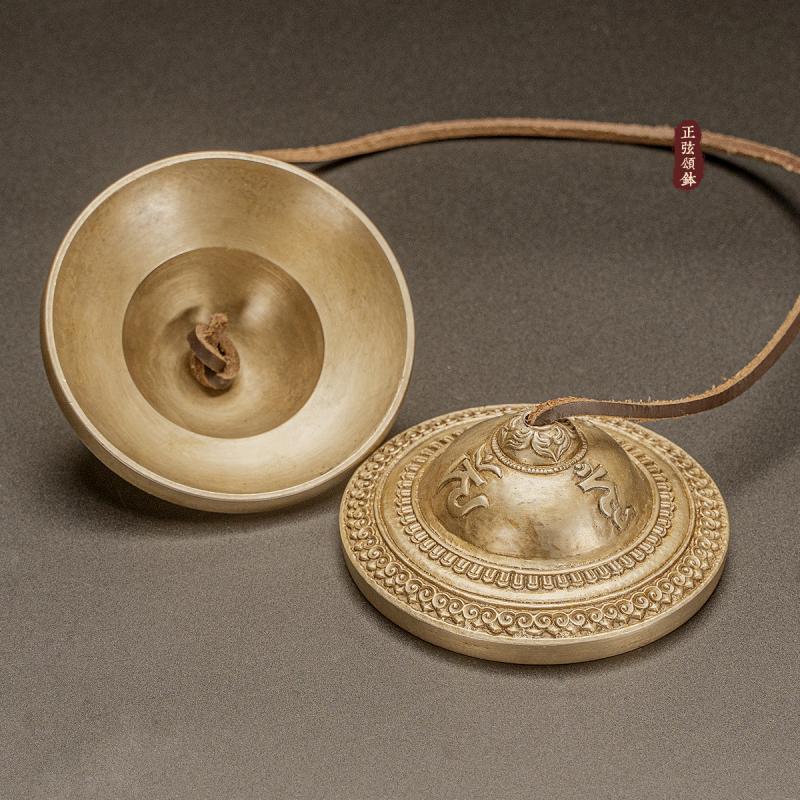 Npiot【丁夏碰铃】尼泊尔瑜伽音疗收藏乐器铜响器藏铃冥想进入唤醒 青铜尼语雕纹  9cm+碰铃套