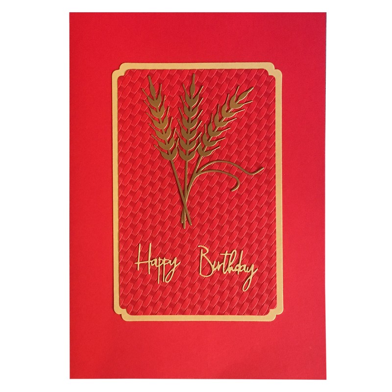 甄玺 超大a4贺卡 大麦简约素雅 高端商务定制感谢祝福升迁生日送客户