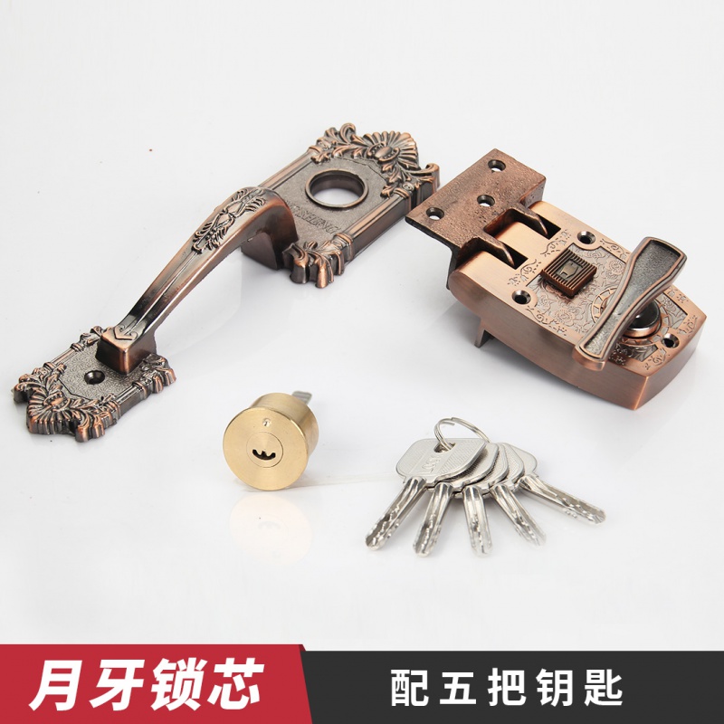 老虎锁自动推拉门锁 防盗入户门老虎锁铁门大门木门自动碰锁老式虎齿