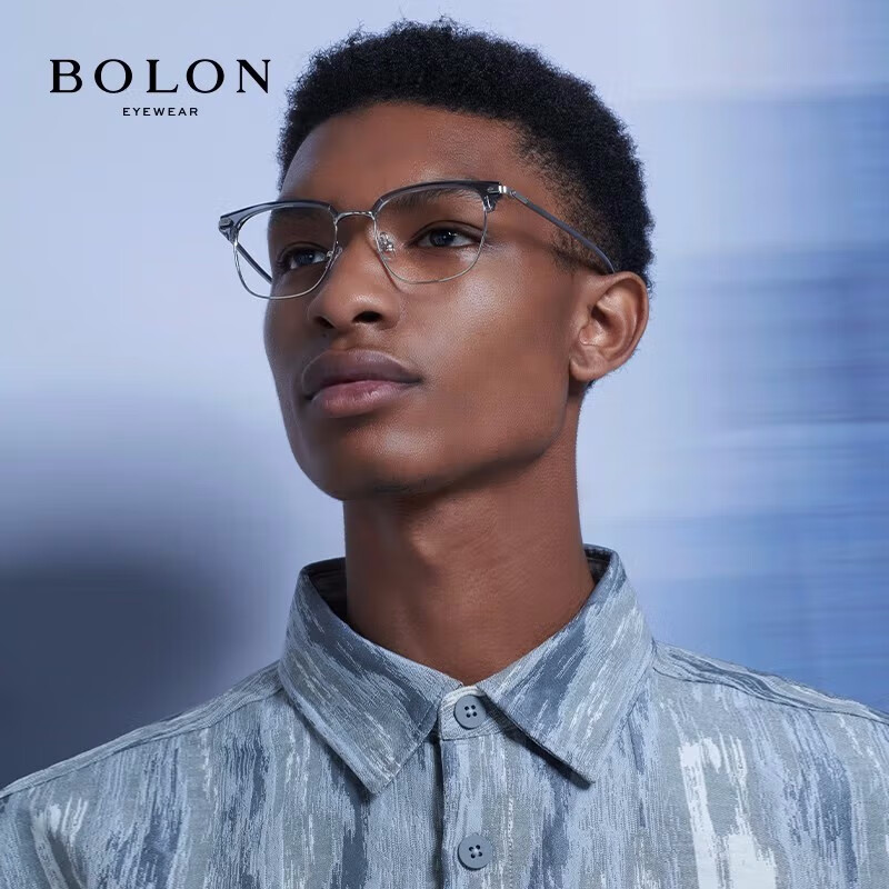 暴龙（BOLON）近视眼镜框 时尚通勤眉线复古眼镜架 暴龙眼镜 BJ6105 精选  B16-银色+透灰色 【单框无忧试戴】此项仅单框-如需镜片可自行选配