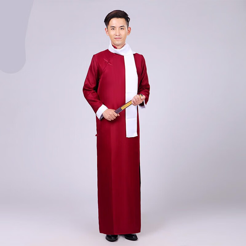 青衣麻相相声服装大褂快板服民国服装长衫五四青年学生装男士长袍马褂