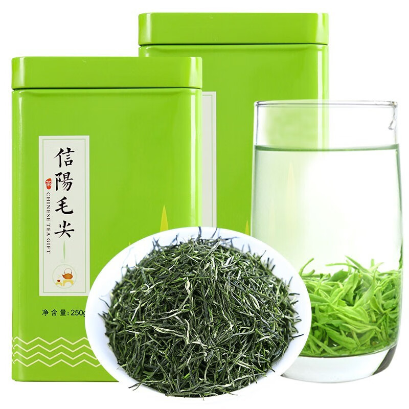 绿木（lvmu）年货茶叶信阳毛尖绿茶500g 雨前嫩芽浓香茶叶自己喝 送礼盒手提袋