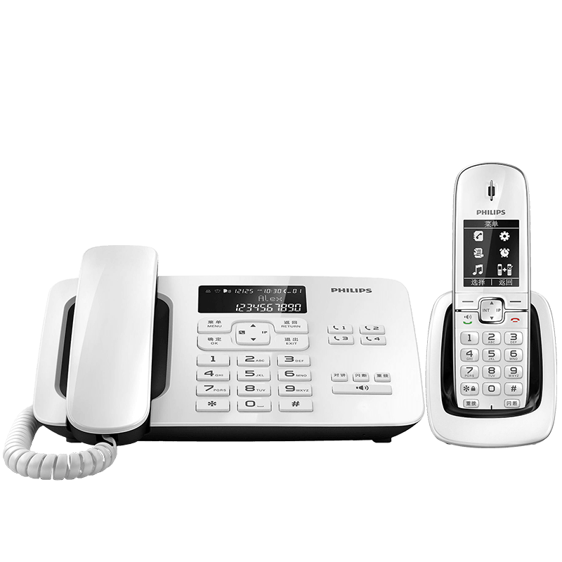 飞利浦(PHILIPS）无绳电话机 无线座机 子母机 办公家用 黑名单 来电报号 一键拨号 DCTG492白色740746