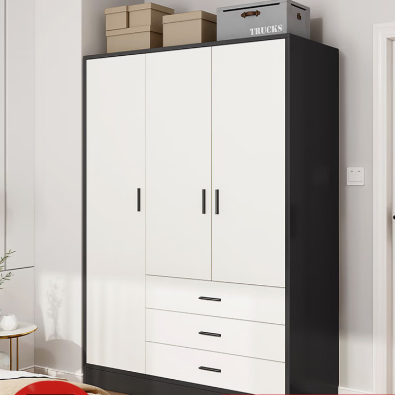 卧室柜子储物柜小户型组装三门衣橱衣柜 60cm两门两抽芝麻黑带货上 2