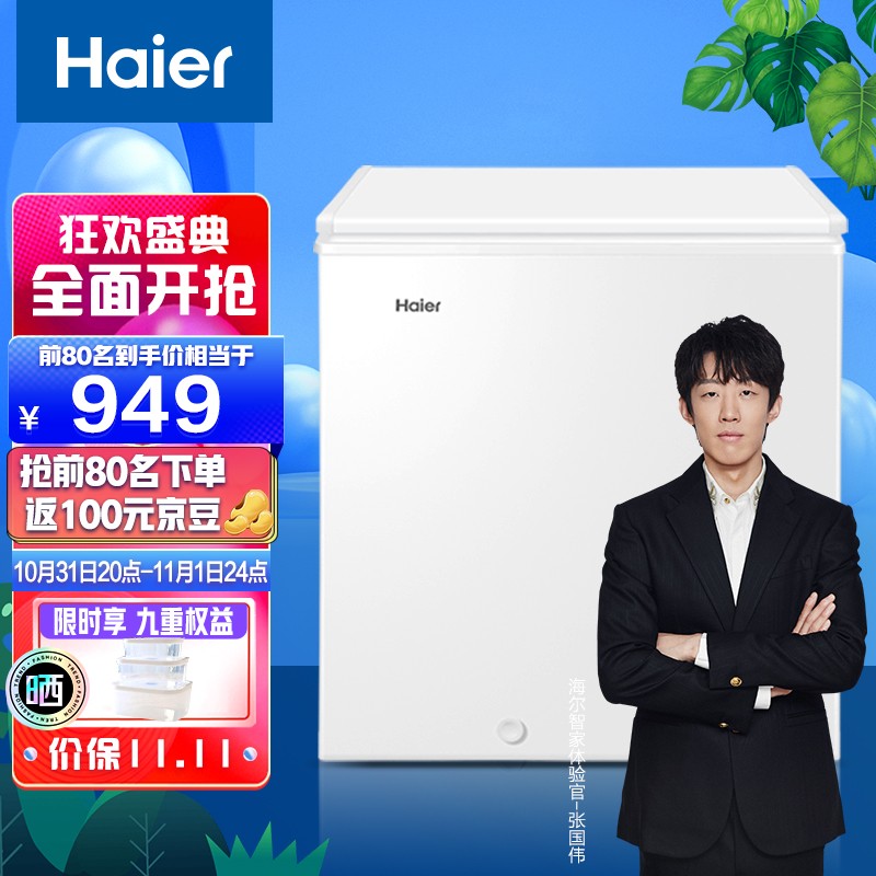 海尔（Haier）143升低霜小型家用冰柜 冷藏冷冻转换冷冻柜母乳冷藏小冰箱冷柜BC/BD-143HTD