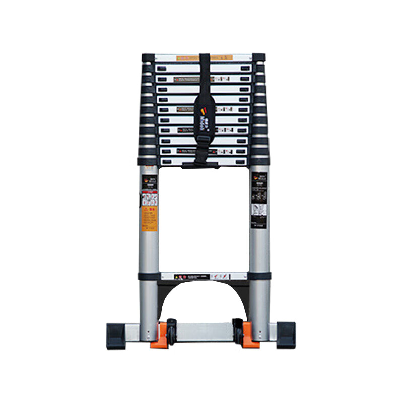 镁多力midoli 德标伸缩梯子铝合金直梯竹节梯升降梯靠墙使用带挂钩 直