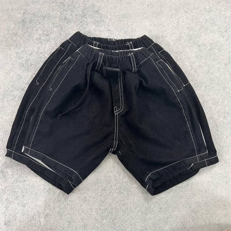 彼岸鸟版童装儿童男宝宝夏装裤子男孩中裤潮 黑色(现货) 90cm