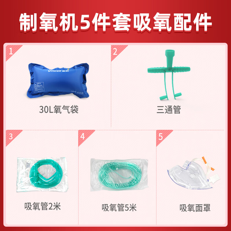 医用吸氧管制氧机配件一次性氧气管鼻吸氧管家用软管氧气袋吸氧 制氧机耳麦式吸氧管【万人购买】