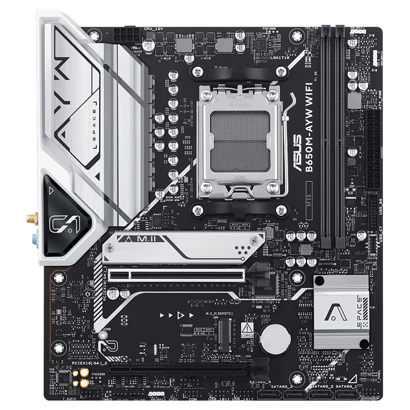PLUS会员：华硕 B650M-AYW WIFI 哎呦喂主板 支持DDR5 CPU 7700X/7600X/7500F (AMD B650/socket AM5)
