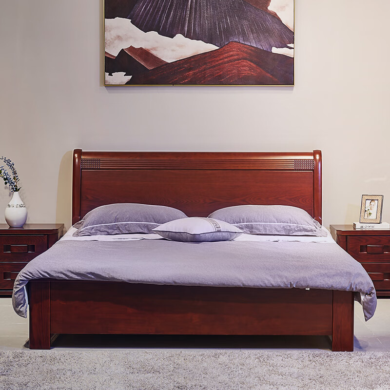 顺心(shunxin) 顺心家具实木床双人水曲柳中式储物高箱床1.