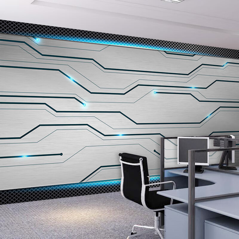仁聚益3d科技感电路板网吧墙纸it办公电脑公司背景墙装饰电竞馆壁纸