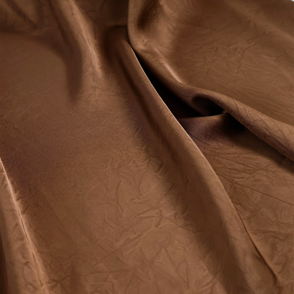 垂感不透多色纯色不规则褶皱醋酸缎时装面料衬衫连衣裙布料 深棕色 半