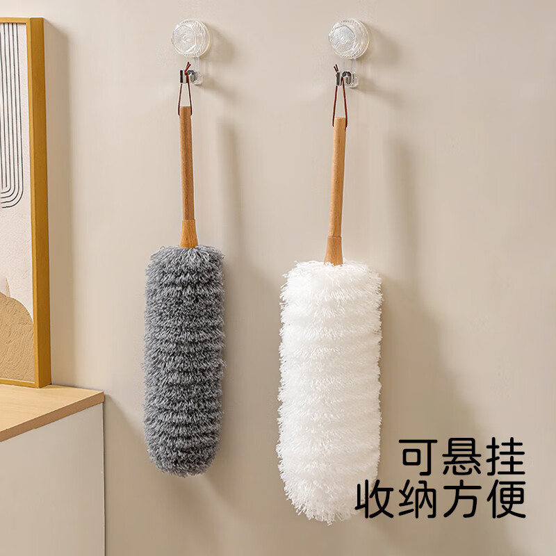一本鱼鸡毛掸子除尘扫灰家用细纤维静电除尘不掉毛车用打扫神器清洁掸子 实木除尘掸【长款70CM】