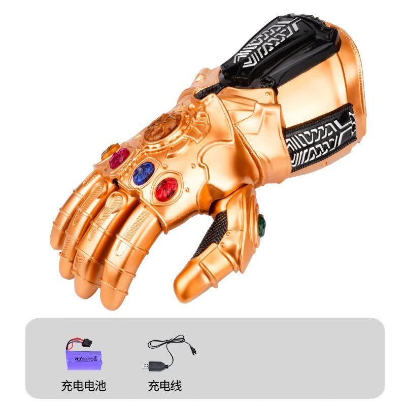 手套钢铁侠男孩玩具枪七彩发光宝石室内摆件礼物 灭霸手套(古铜色)