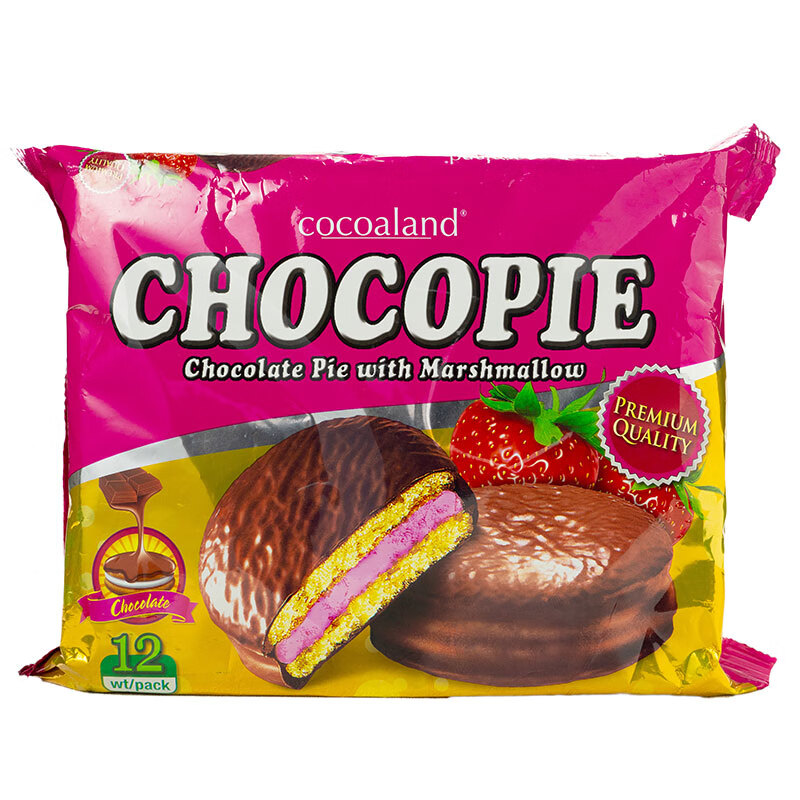 乐一百（cocoaland）巧克力派零食小吃休闲食品营养早餐下午茶300g 12枚/盒 草莓派