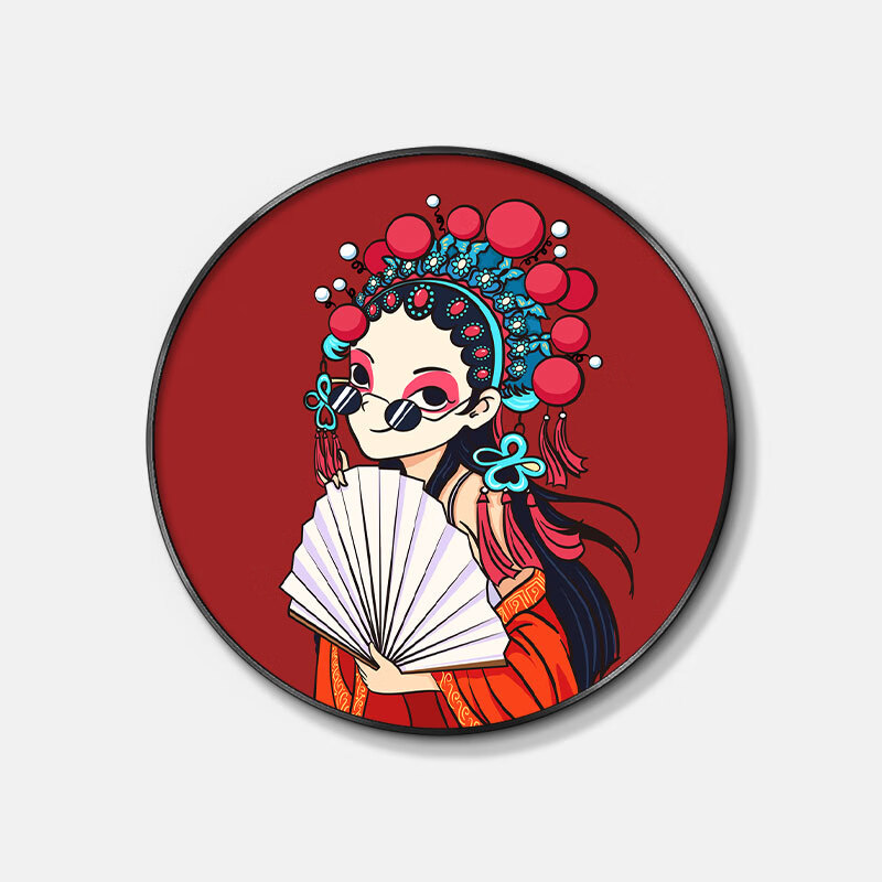 澳颜莱国潮装饰画麻辣烫串串火锅店餐厅墙面挂画中国风京剧人物发光灯