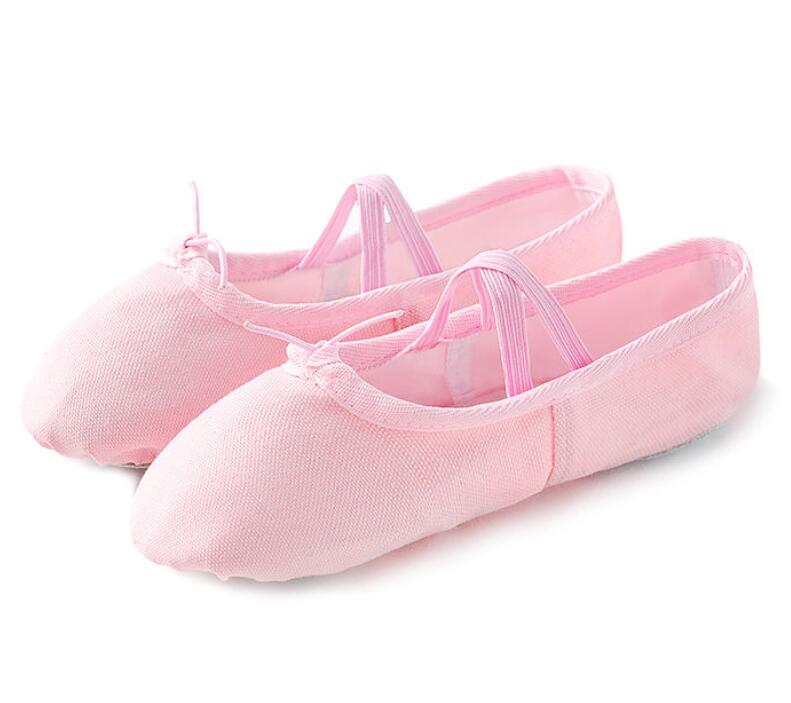 少儿童成人女练功鞋软底无跟舞蹈鞋两点猫爪鞋芭蕾舞鞋 粉色布头 28