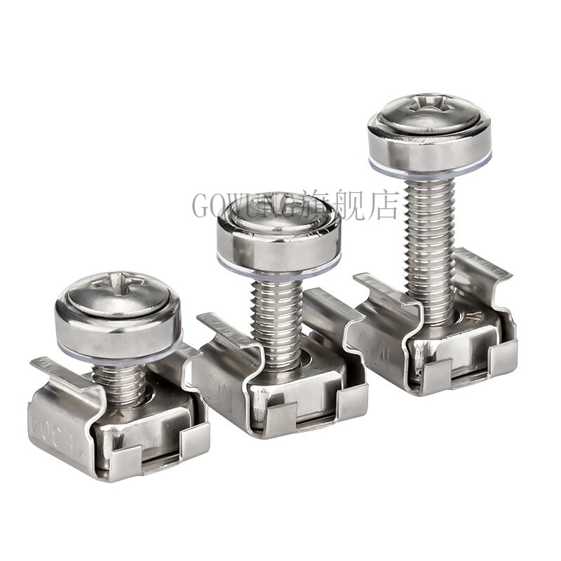 坚弓不锈钢机柜螺丝卡扣螺母皇冠螺丝钉机箱方孔卡式浮动螺帽m4m5m6m8