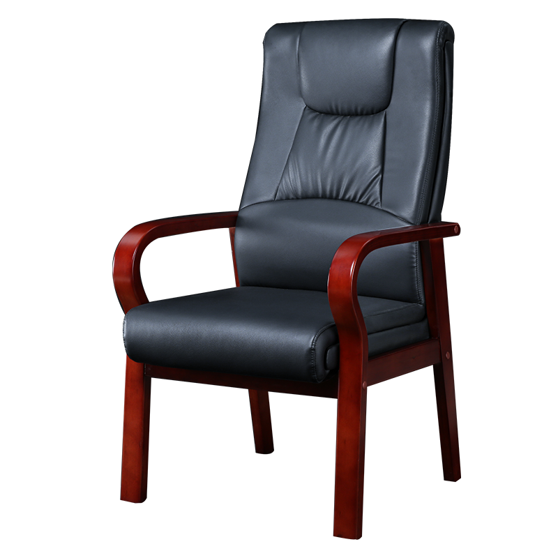 黎明 牛皮办公椅油漆实木会议椅电脑椅大班椅皮椅主管椅子